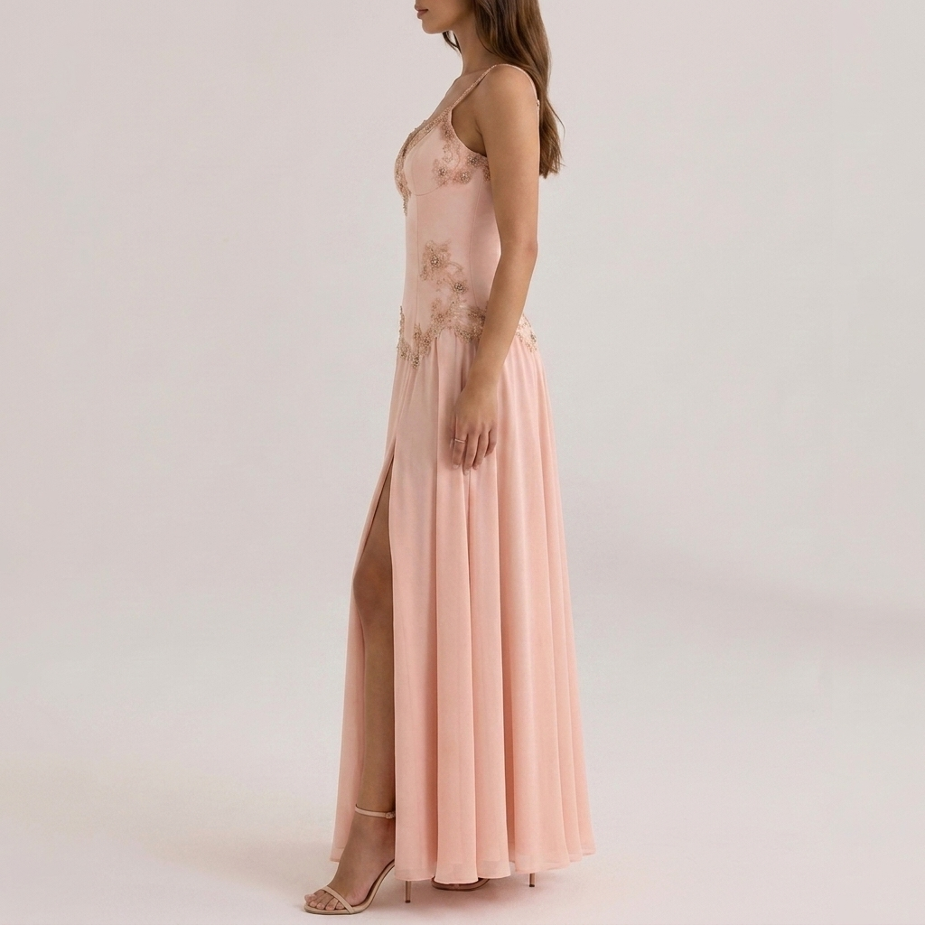 Blush Embroidered Corset Gown
