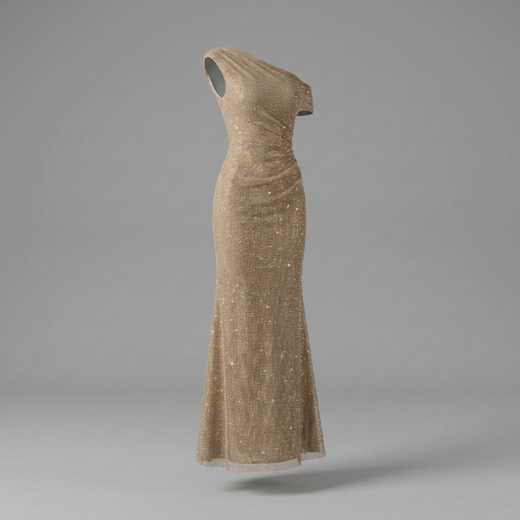 Gold Sequin Draped Dress