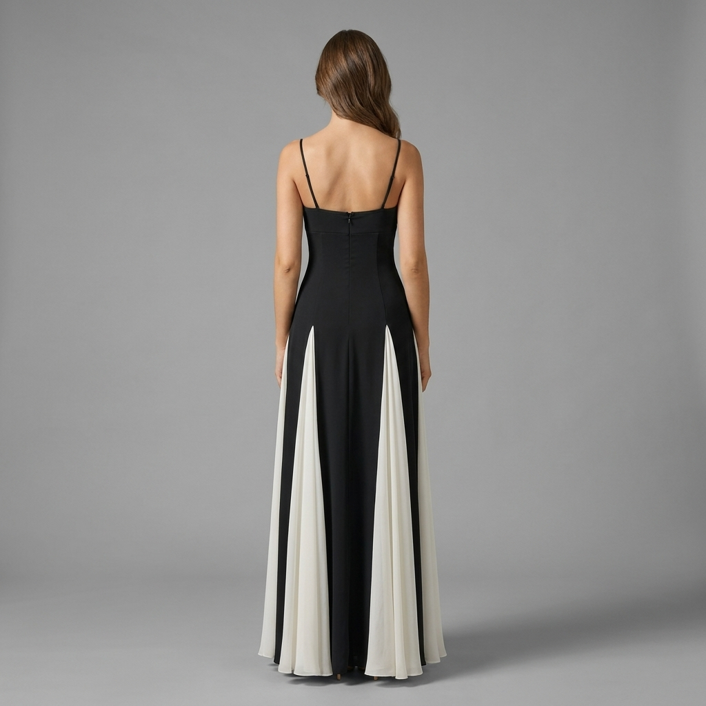 Black & White Colorblock Sweetheart Gown