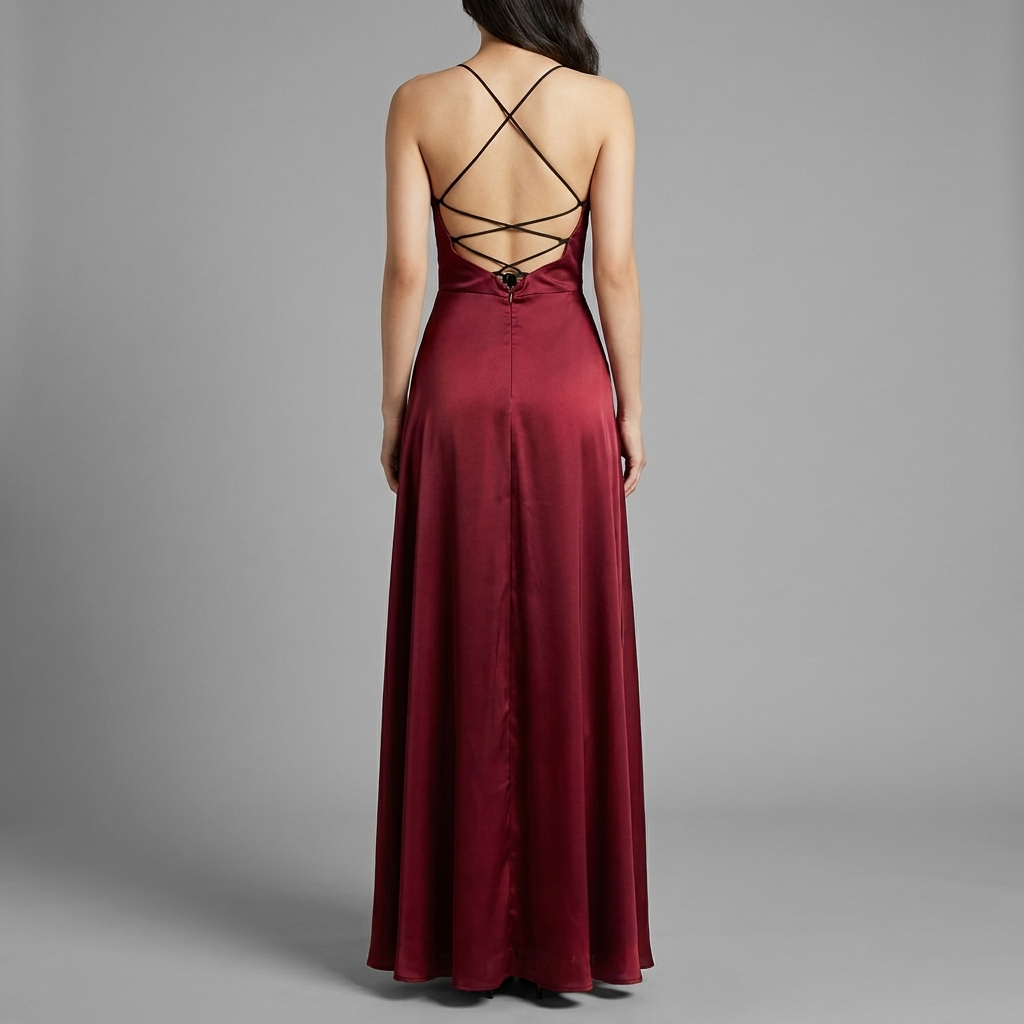 Burgundy Ombre Spaghetti Strap Maxi Dress