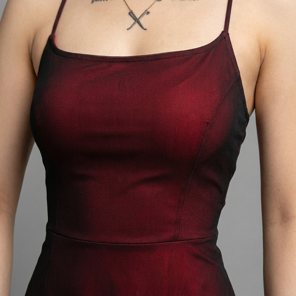 Burgundy Ombre Spaghetti Strap Maxi Dress