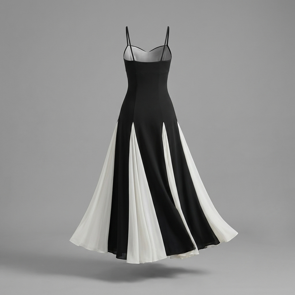 Black & White Colorblock Sweetheart Gown