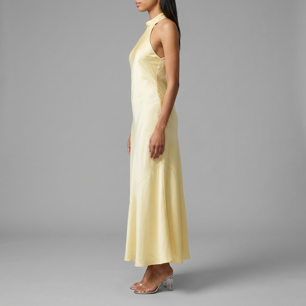 Butter Satin Halter Midi Dress