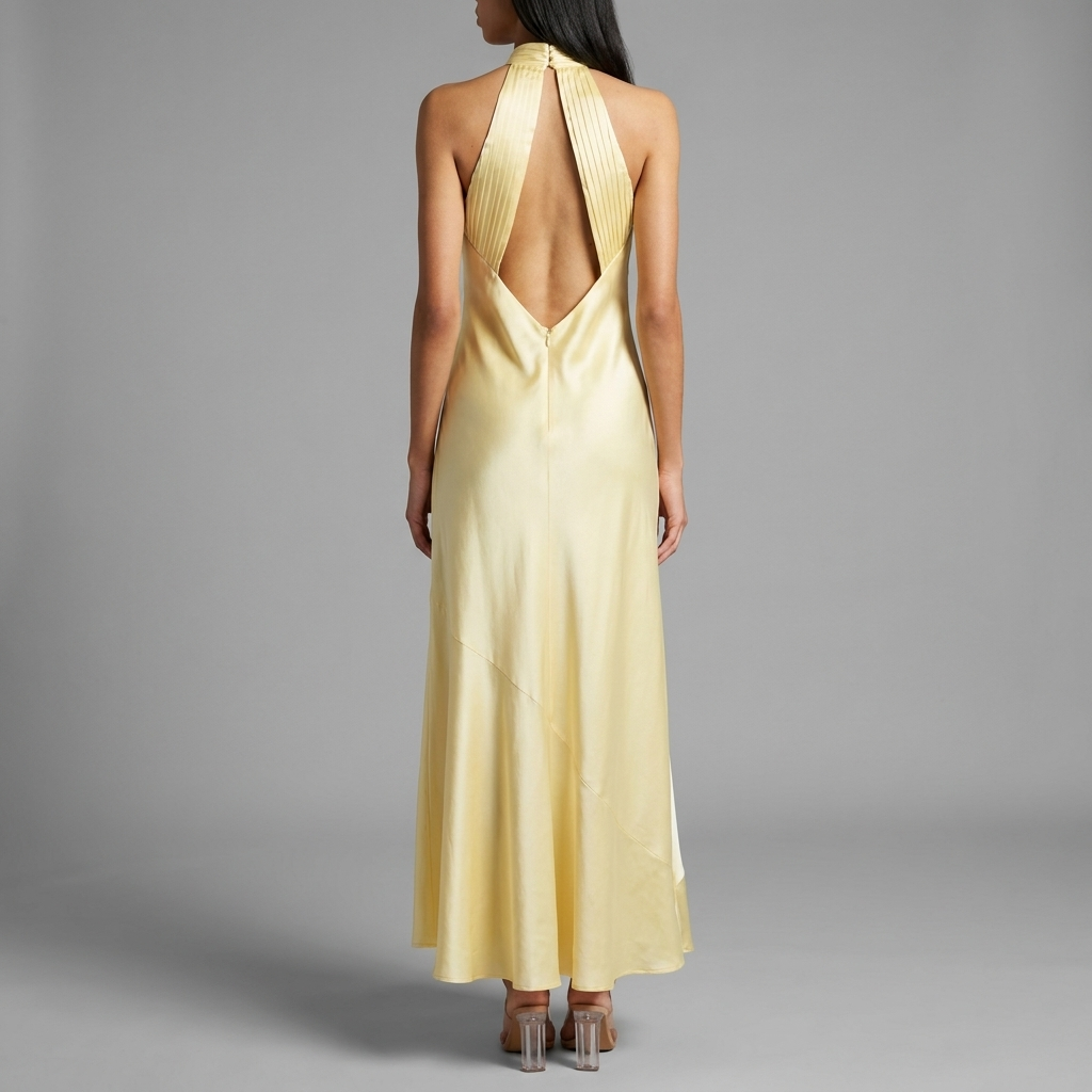 Butter Satin Halter Midi Dress