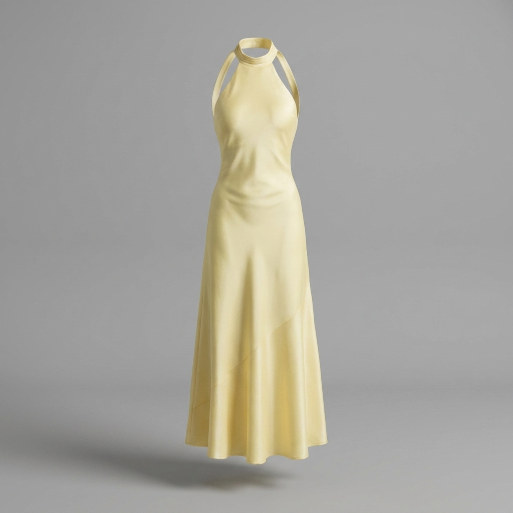 Butter Satin Halter Midi Dress