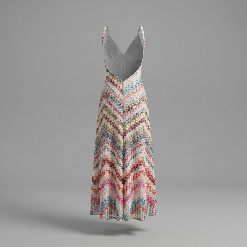 Multicolor Chevron Lace Maxi Dress