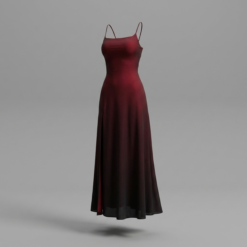 Burgundy Ombre Spaghetti Strap Maxi Dress